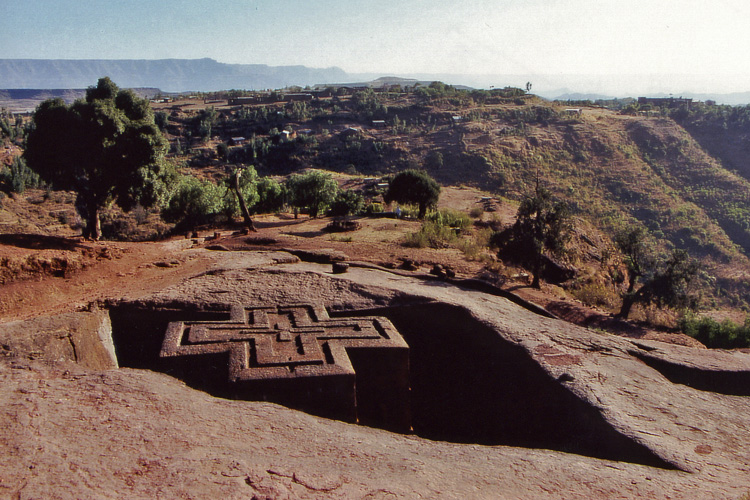 Ethiopie, église Saint-Georges de Lalibella, creusée dans la pierre
