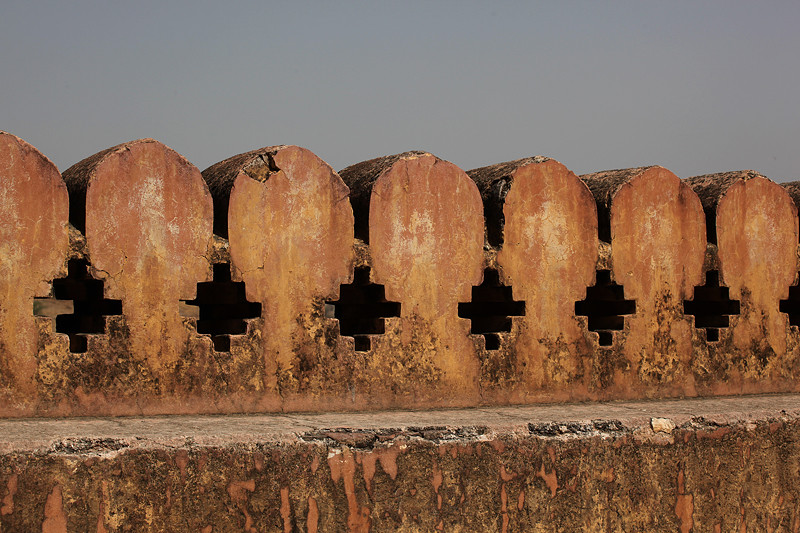 Le fort d'Amber, détail des fortifications - Amber, Inde 2012
