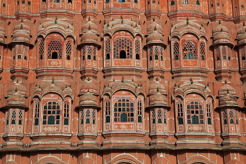Hawa Mahal, le palais des vents, détail de la façade - Jaipur, Inde 2012