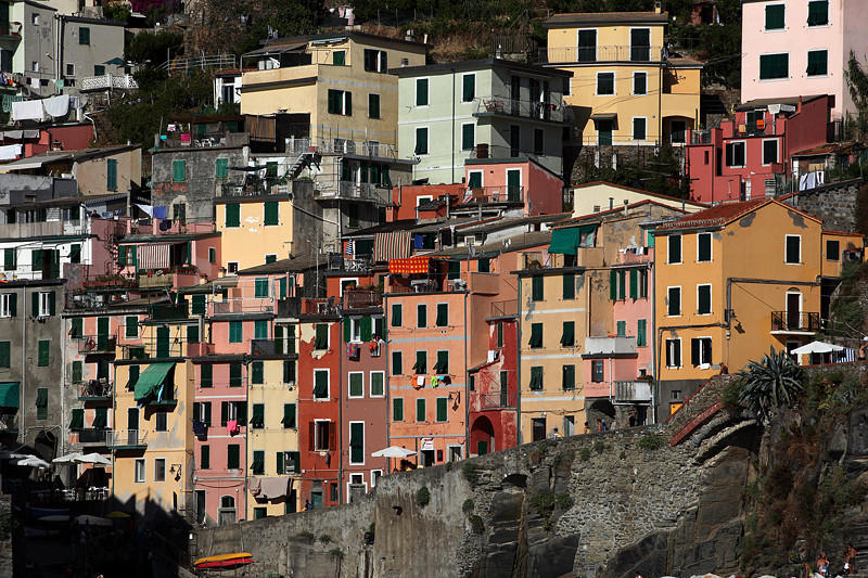 Les maisons colorées de Riomaggiore, Cinque Terre, Ligurie, Italie - août 2013