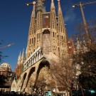 Sagrada Familia, la façade de la passion et les tours en construction, Barcelone - 2015