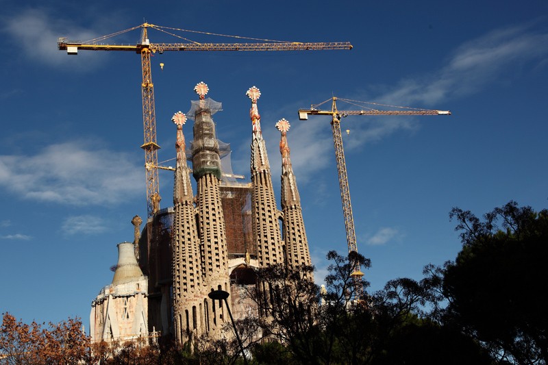 Sagrada Familia, les tours en construction, Barcelone - 2015