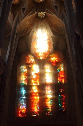 Sagrada Familia, vitrail intérieur, Barcelone - 2015