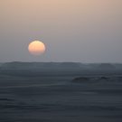 Coucher de soleil, région de Tazerbo, désert de Libye