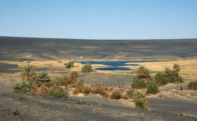 Oasis, volcan Namous, désert de Libye