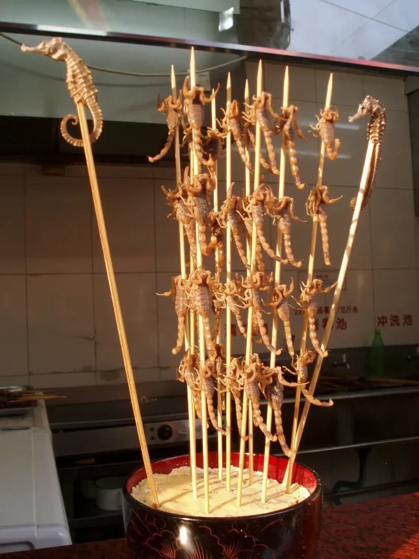 Brochettes de scorpions et d'hippocampes, Pékin, Chine - 2005