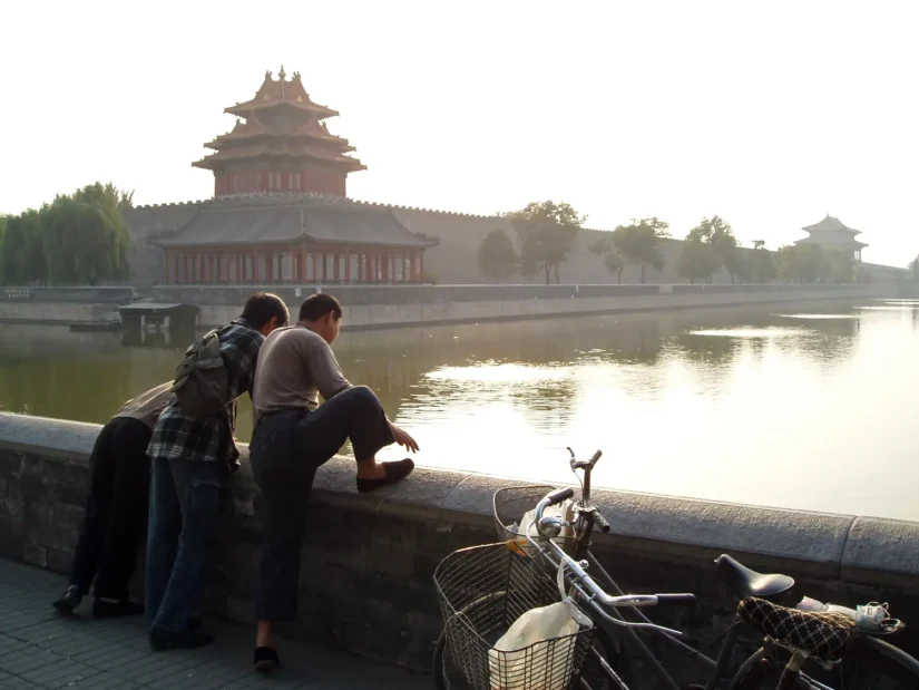Fin de journée au bord des douves de la cité interdite, Pékin, Chine - 2005